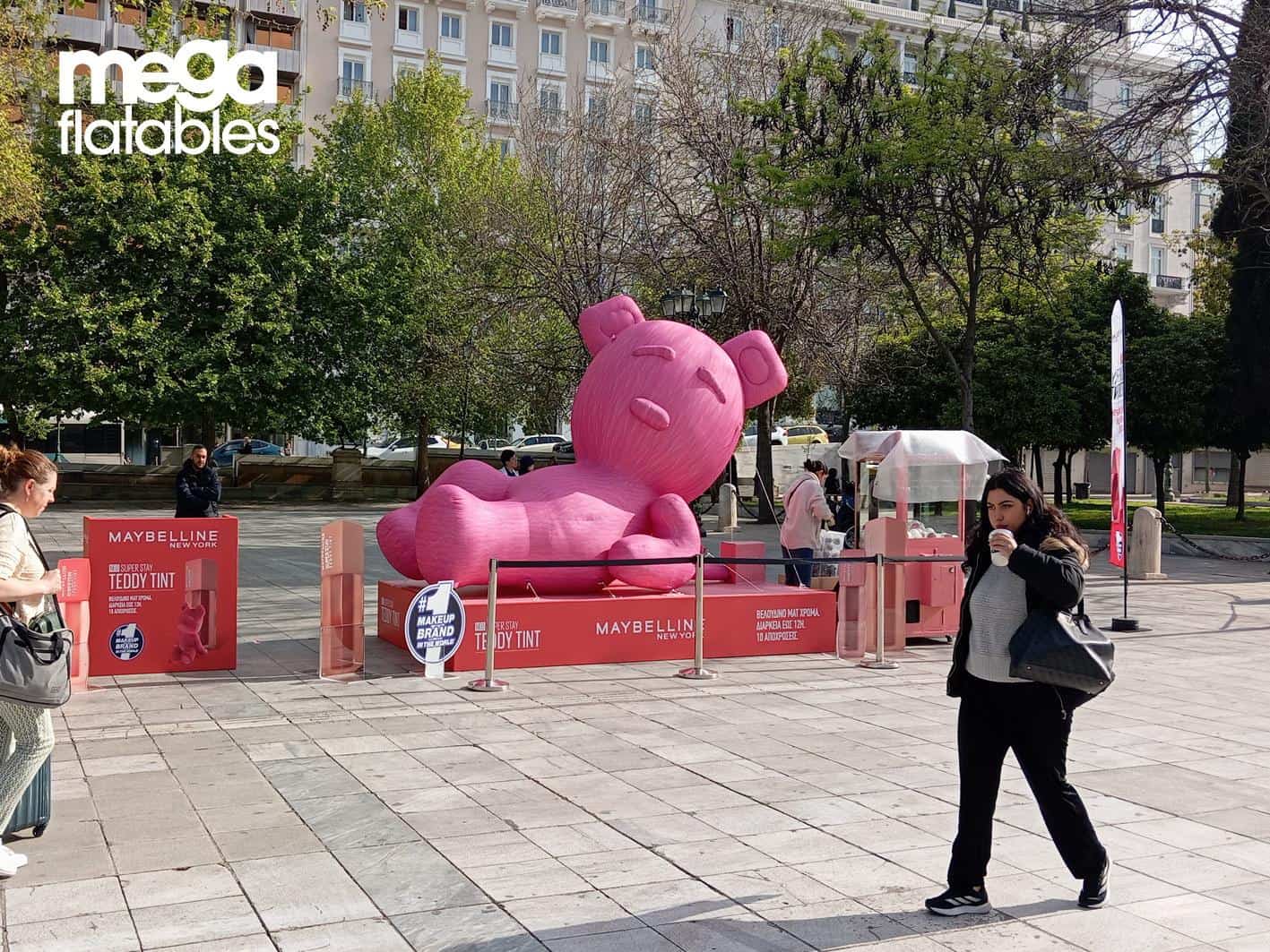giant pink inflatable bear