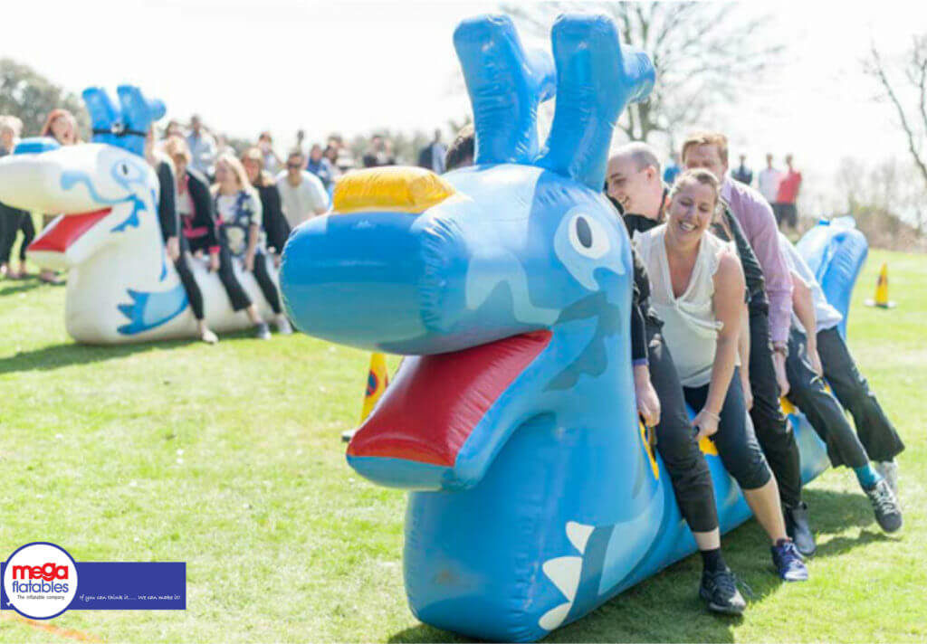 Giant Inflatable Blue Dragon Water Sled