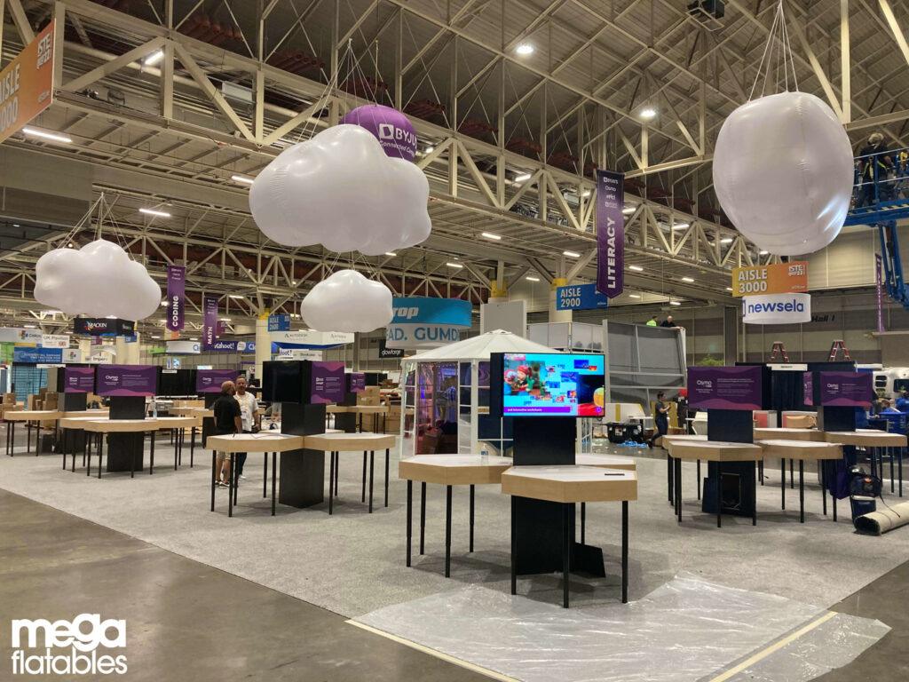 inflatable clouds inside event